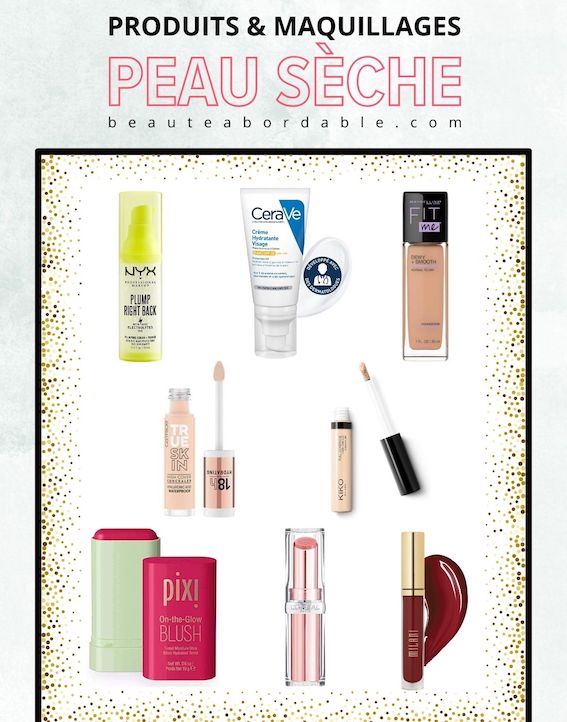 produits et maquillages, peau sèche